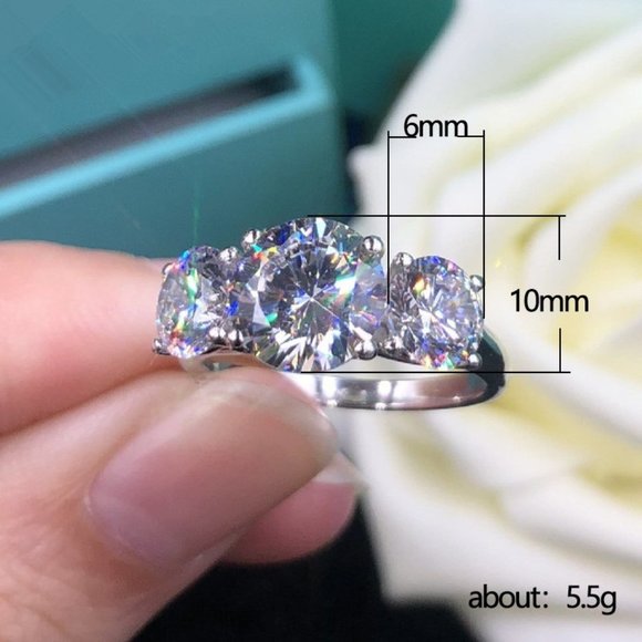 🎀925 Silver Plated Promise Bling Round Shaped CZ Ring, MARR9380 - Picture 5 of 6
